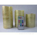 paraffin wax gold and silver led pillar candle